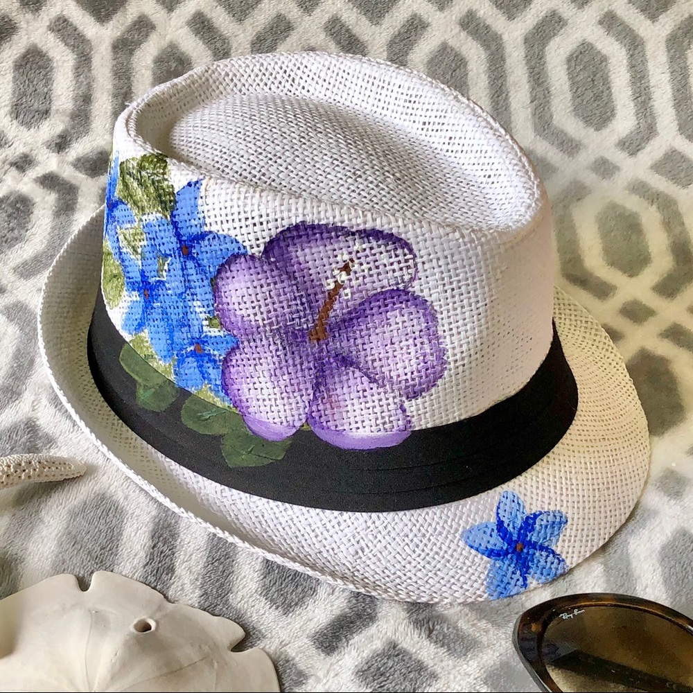 White Fedora - Hand painted one of a kind!